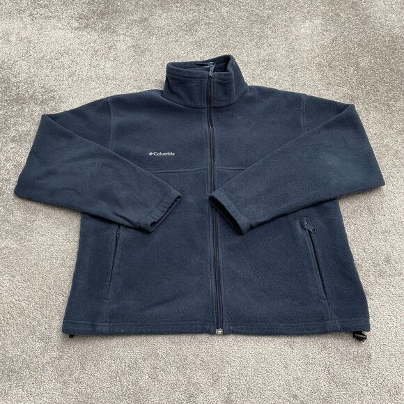 Columbia Steens Mountain Fleece Jacket Men Large Blue Full Zip Pockets Outdoor - Picture 1 of 12
